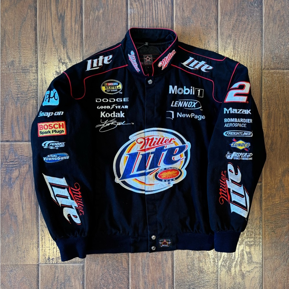 Vintage Y2K Miller Lite Jeff Hamilton NASCAR Racing Jacket